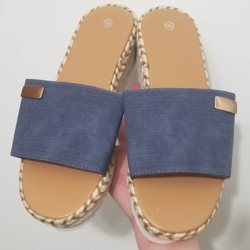 Blue espadrilles, Like New- only tried on once!